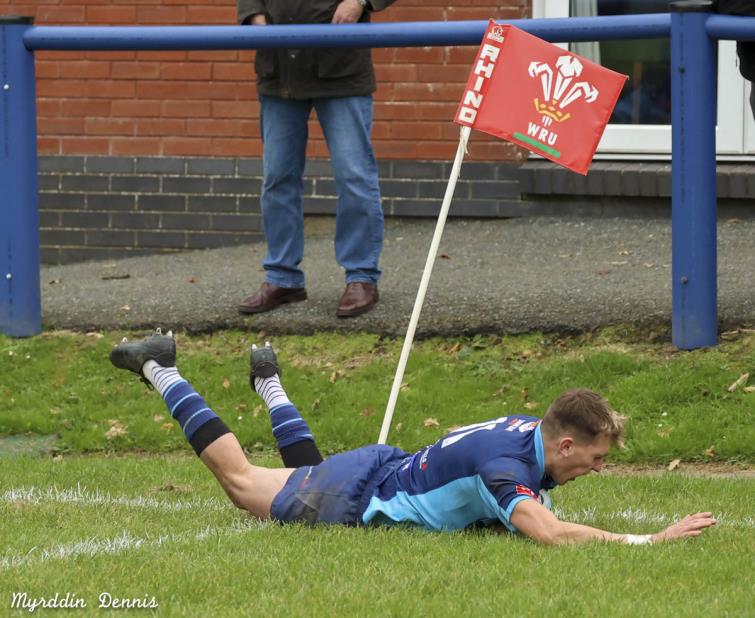 Harry Fuller scores for The Otters in the clubhouse corner